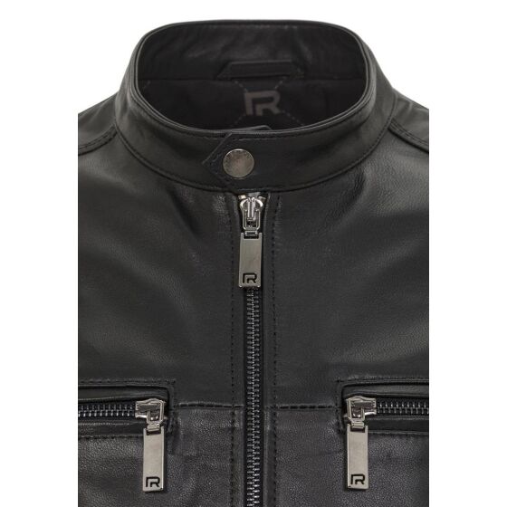 Red Bridge Herren Lederjacke Echtleder Bikerjacke Schwarz S