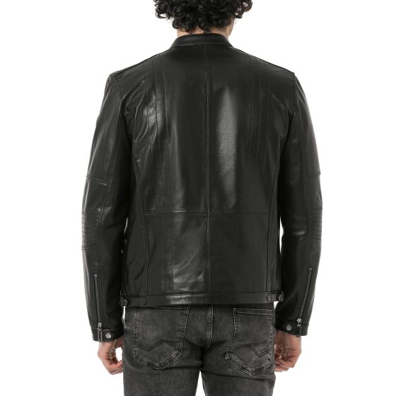 Red Bridge Mens Leather Jacket Genuine Leather Biker Jacket Black S