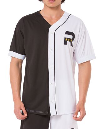 Red Bridge Mens T-Shirt Baseball Jersey Black-White S