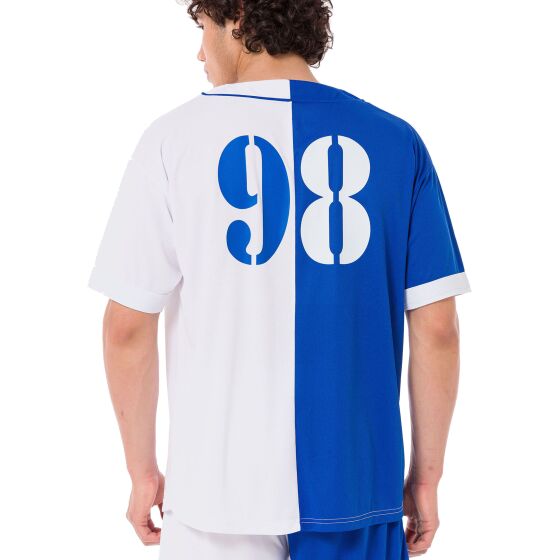 Red Bridge Mens T-Shirt Baseball Jersey Saxe Blue-White XXL