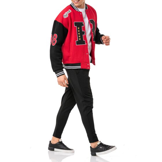 Red Bridge Herren Sweatjacke Collegejacke RotSchwarz S