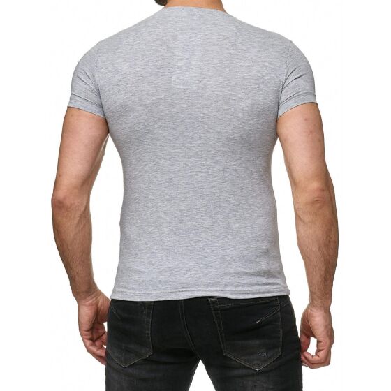 Redbridge Herren T-Shirt Stretch Motiv Shirt Rundhals Slim-Fit Grau