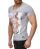 Redbridge Mens T-Shirt Stretch Motif Shirt Round Neck Slim-Fit Gray S