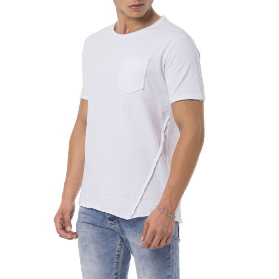 Red Bridge Mens Asymmetric Cut T-Shirt with chest pocket