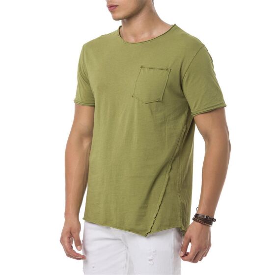 Red Bridge Mens Asymmetric Cut T-Shirt with chest pocket