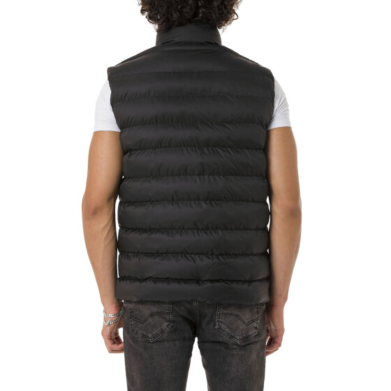Red Bridge Mens Waistcoat with Big Bubble Zipper Collar Print