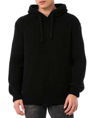 Red Bridge Mens knitted sweater with hood