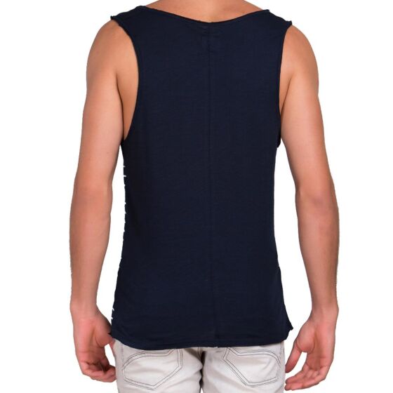 Red Bridge Mens Slashed Denim Pocket Tank Top Blue