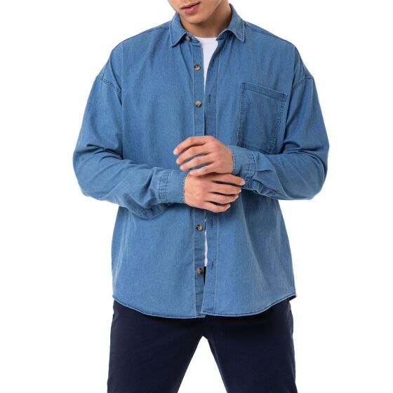 Red Bridge Herren Hemd Premium Denim Oversized Wide Cut