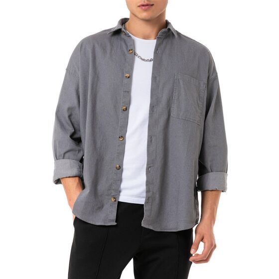 Red Bridge Mens Shirt Premium Denim Oversized Wide Cut