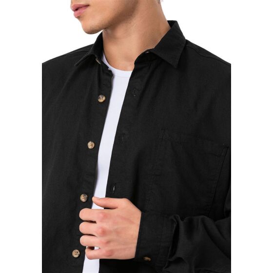 Red Bridge Herren Hemd Premium Denim Oversized Wide Cut Schwarz M