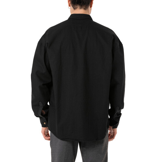 Red Bridge Mens Shirt Premium Denim Oversized Wide Cut Black M