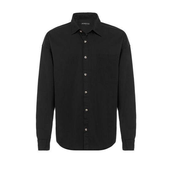 Red Bridge Mens Shirt Premium Denim Oversized Wide Cut Black M
