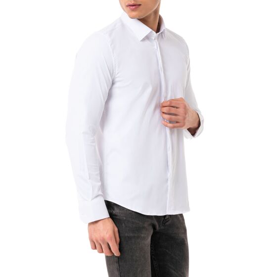 Red Bridge Herren Hemd Basic Modern Fit Langarm verdeckte Knopfleiste