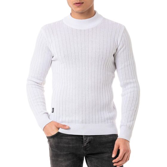 Red Bridge Mens knitted stand-up collar sweater white XXL