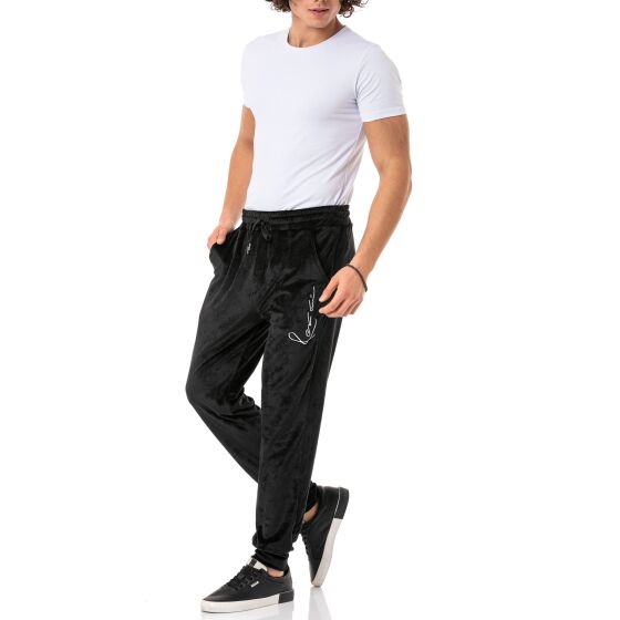 Red Bridge Mens Jogging Pants Velor Signature Black S