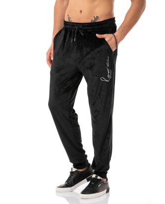 Red Bridge Mens Jogging Pants Velor Signature Black S