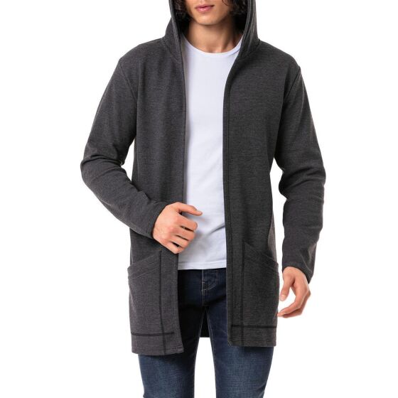 Red Bridge Mens Long Cut Cardigan with Hood