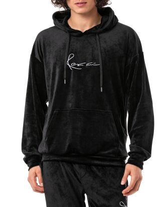 Red Bridge Mens Pullover Velor Signature Hoodie Black S