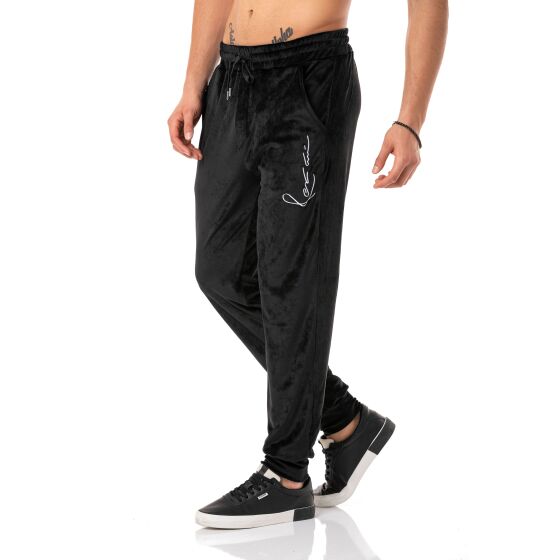 Red Bridge Mens Jogging Suit Set Velor Signature Hoodie and Pants Black S