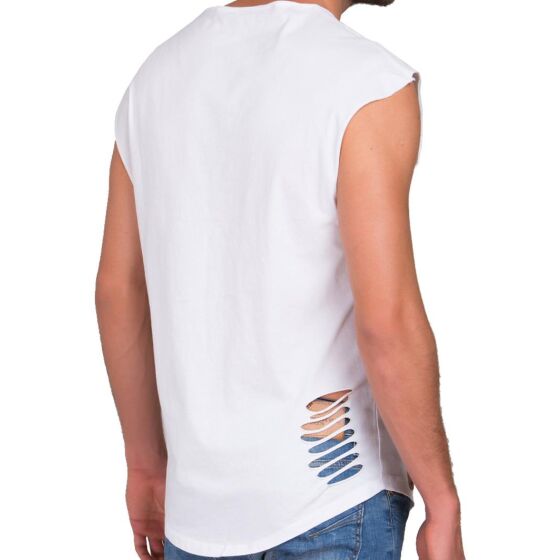Red Bridge Mens Destroyed Tank Top white with holes