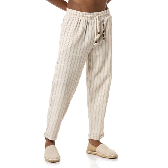 Red Bridge Herren Leinenhose Gestreift mit Holzperlen