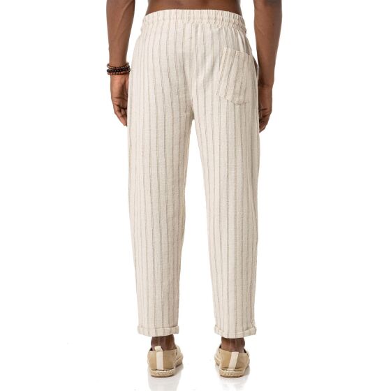 Red Bridge Herren Leinenhose Gestreift mit Holzperlen
