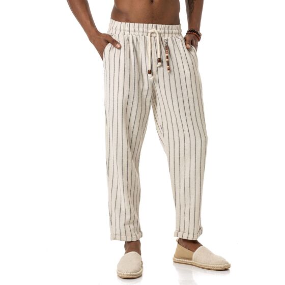 Red Bridge Herren Leinenhose Gestreift mit Holzperlen