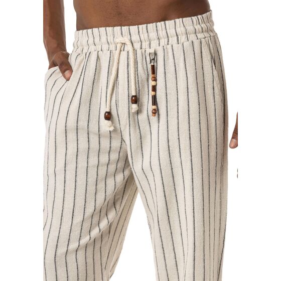 Red Bridge Herren Leinenhose Gestreift mit Holzperlen