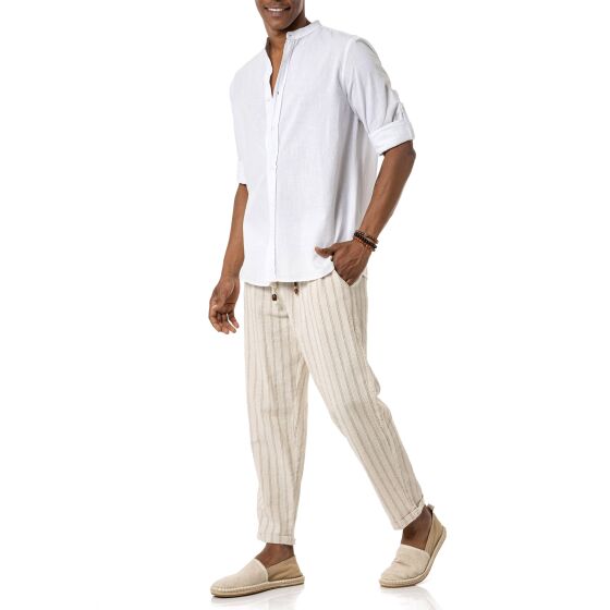 Red Bridge Herren Leinenhose Gestreift mit Holzperlen