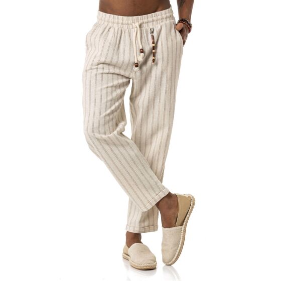 Red Bridge Herren Leinenhose Gestreift mit Holzperlen