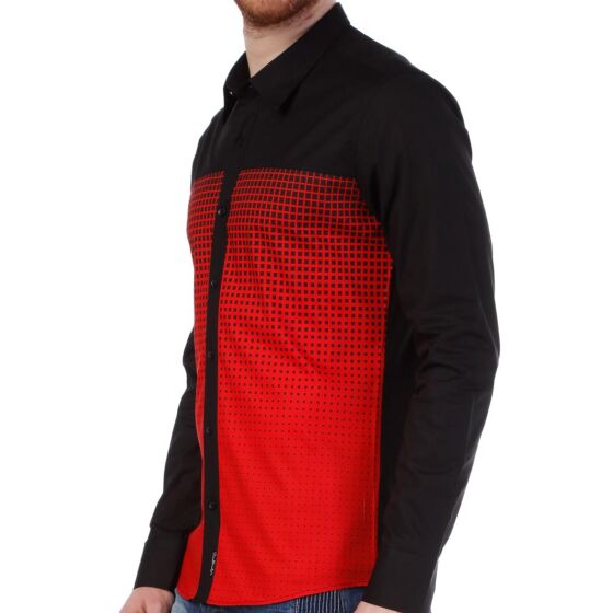 Red Bridge Mens Falling Rectangles Shirt Black Red