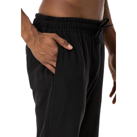 Red Bridge Herren Hose Leinenhose Freizeithose Schwarz S