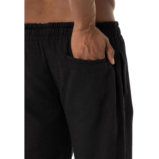 Red Bridge Herren Hose Leinenhose Freizeithose Schwarz S