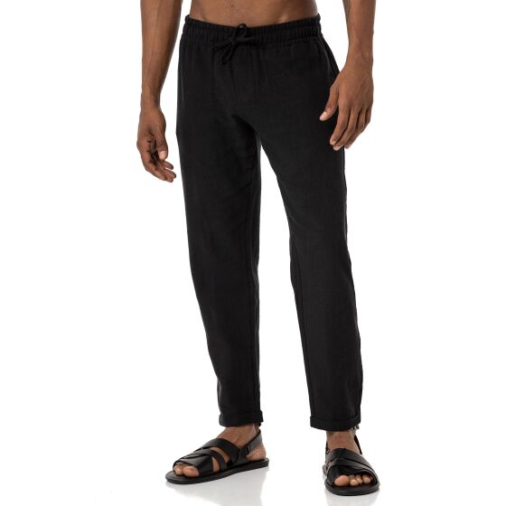 Red Bridge Herren Hose Leinenhose Freizeithose Schwarz L