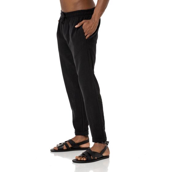 Red Bridge Herren Hose Leinenhose Freizeithose Schwarz L