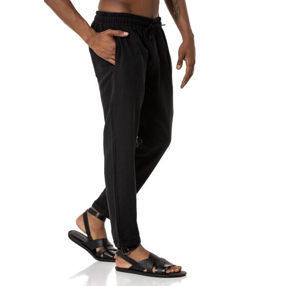Red Bridge Herren Hose Leinenhose Freizeithose Schwarz L