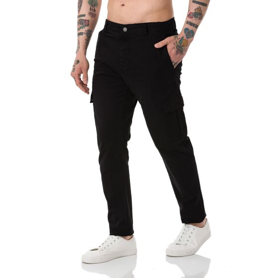 Red Bridge Herren Chino Cargo Hose Basic Schwarz W38 L34