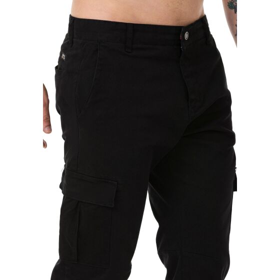 Red Bridge Herren Chino Cargo Hose Basic Schwarz W38 L34
