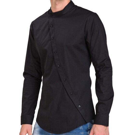 Red Bridge Mens Diagonally Clean Basic Shirt Black