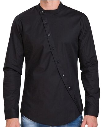 Red Bridge Mens Diagonally Clean Basic Shirt Black