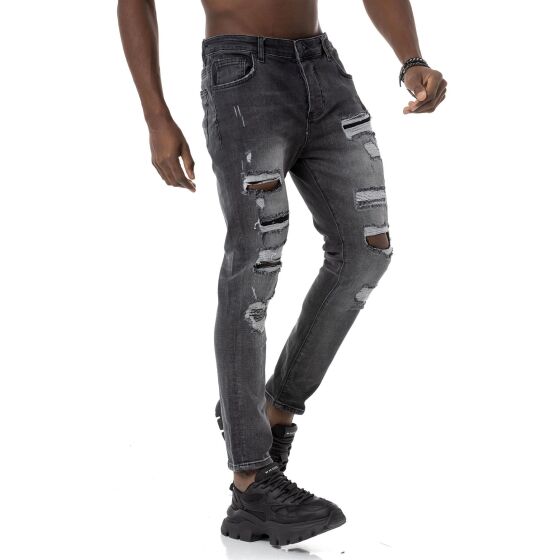 Red Bridge Herren Jeanshose Denim Pants Destroyed-Look Anthracite  W29 L32