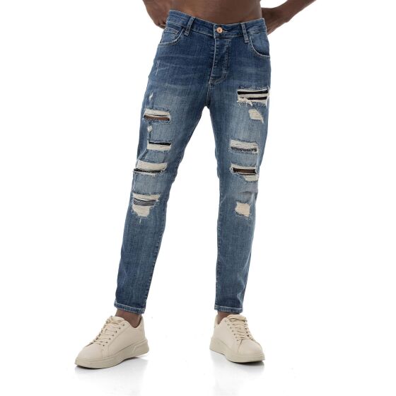 Red Bridge Herren Jeanshose Denim Pants Destroyed-Look Anthracite  W29 L32