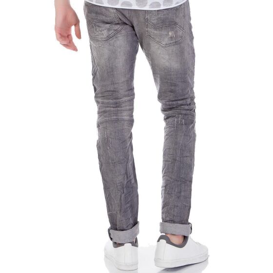 Red Bridge Herren Ripped Biker Skinny Röhrenjeans Jeans Pants Denim grau