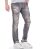 Red Bridge Herren Ripped Biker Skinny Röhrenjeans Jeans Pants Denim Grau W30 L34