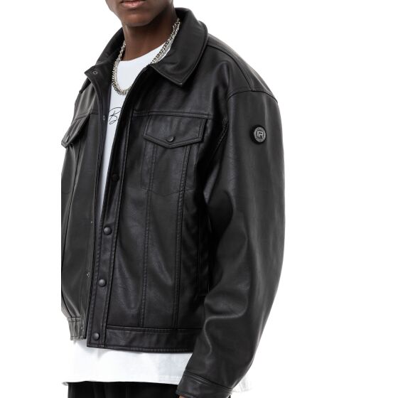 Red Bridge Herren Kunst- Leder Bomberjacke Schwarz M