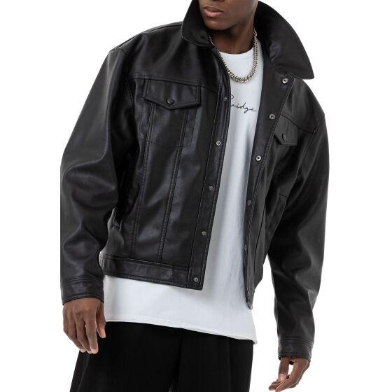 Red Bridge Herren Kunst- Leder Bomberjacke Schwarz M