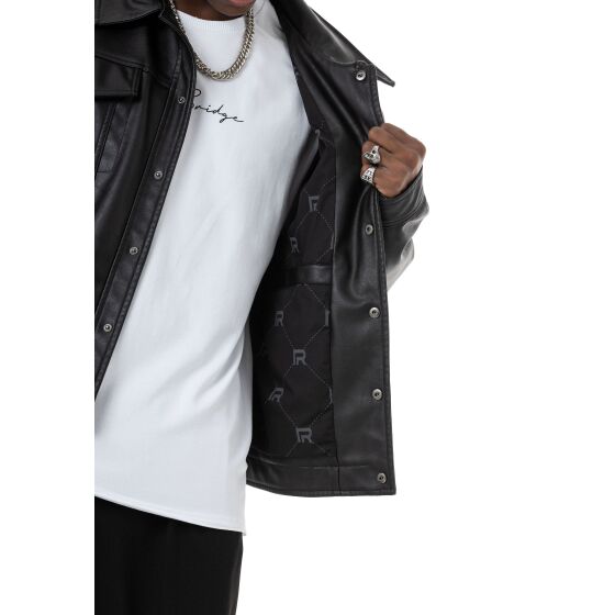 Red Bridge Herren Kunst- Leder Bomberjacke Schwarz M