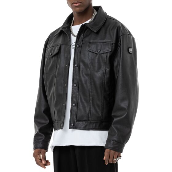 Red Bridge Mens Leather Bomber Jacket Black M