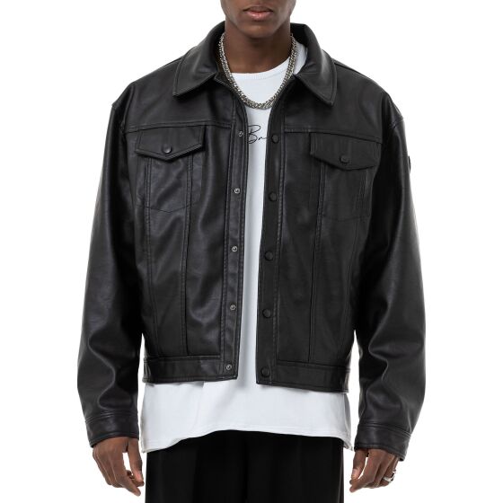 Red Bridge Mens Leather Bomber Jacket Black M